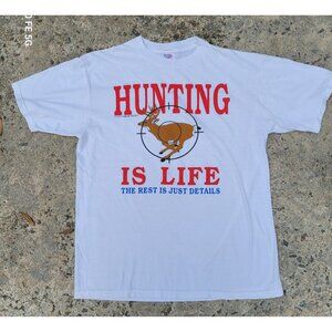 Deer Hunting Is Life Size Large L JERZEES USA Made Starline Pacific Vintage 90s